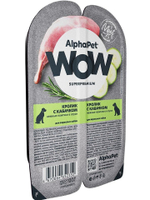 Влажный полнорационный корм для собак AlphaPet WOW, кролик и кабачок ломтики в соусе 100гр. 15 упаковок