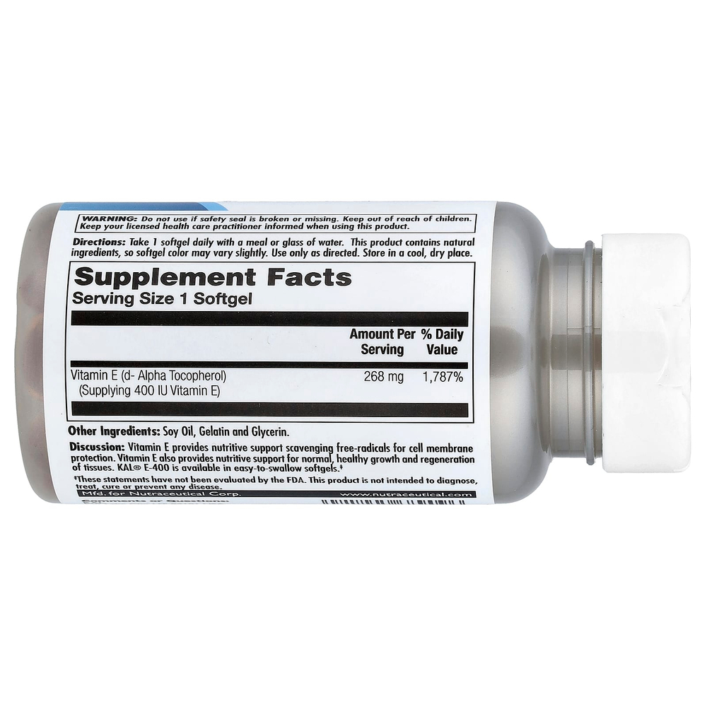 KAL, Витамин E, 268 мг (400 МЕ), 90 мягких таблеток
