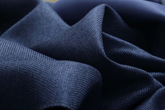 Длинные шторы под лён Oxford (синий)