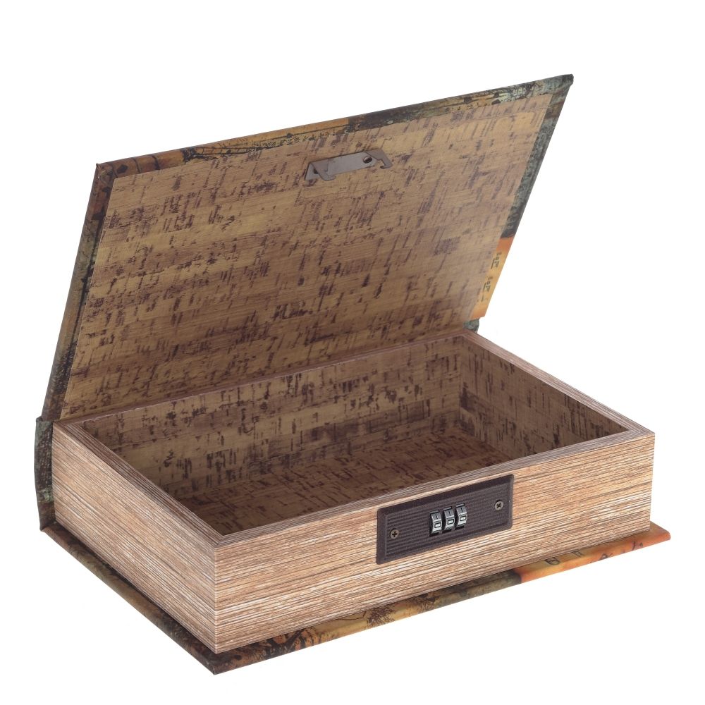 GAEM Шкатулка-книга с кодовым замком, L18 W7 H27 см