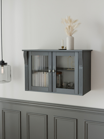 Шкаф навесной Сюзанна, деревянный, серый