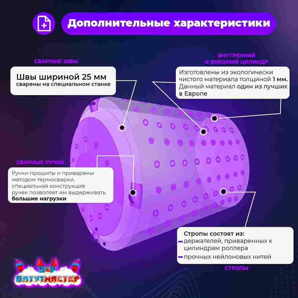 Роллер-аттракцион «Фиолетовый», ПВХ, трёхместный, 2,6×2,2×2,2 м