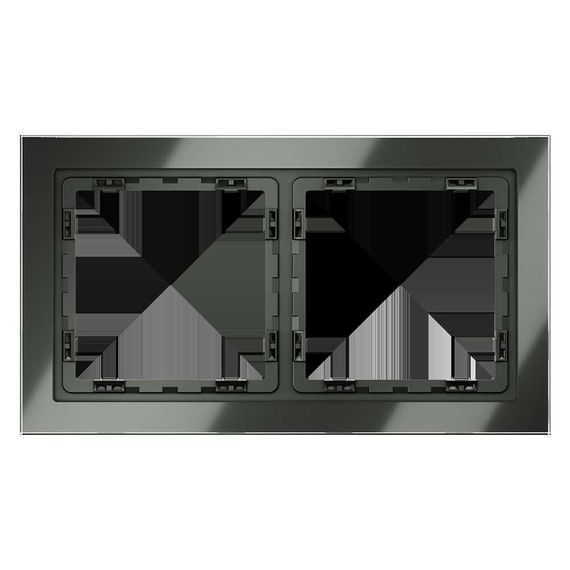 Рамка стеклянная Voltum S70 на 2 поста, (титан, стекло) VLS110206