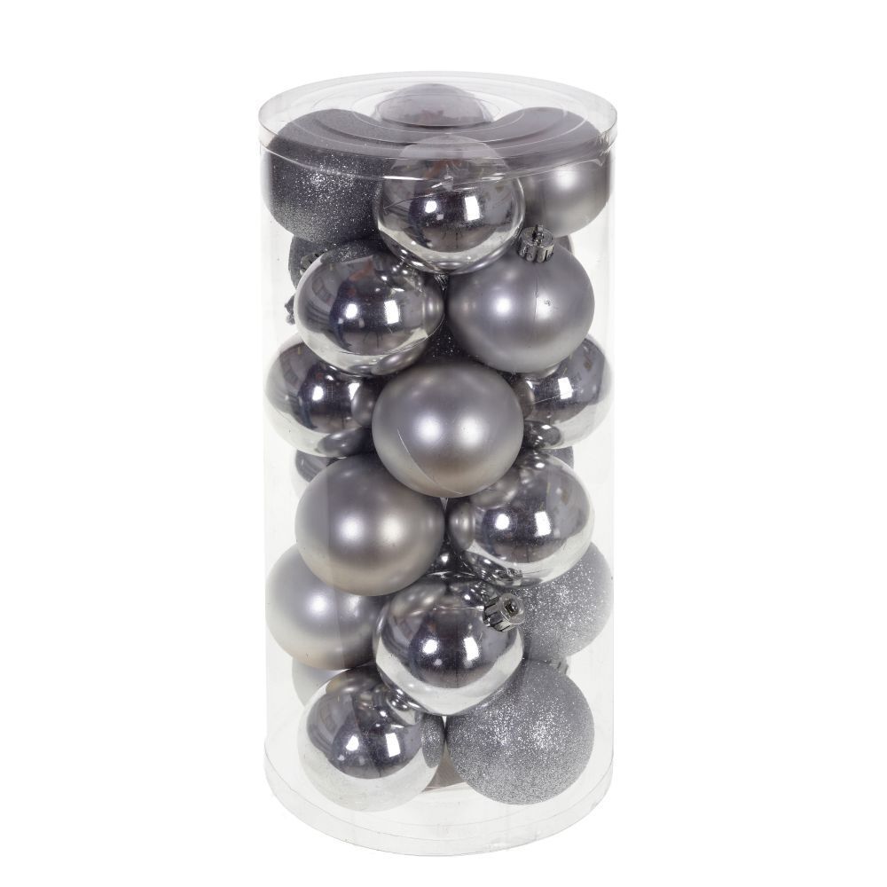 GAEM Набор из 24шт Украшение новогоднее Шар "Снежок серебряный", D6 см, L14 W14 H31 см