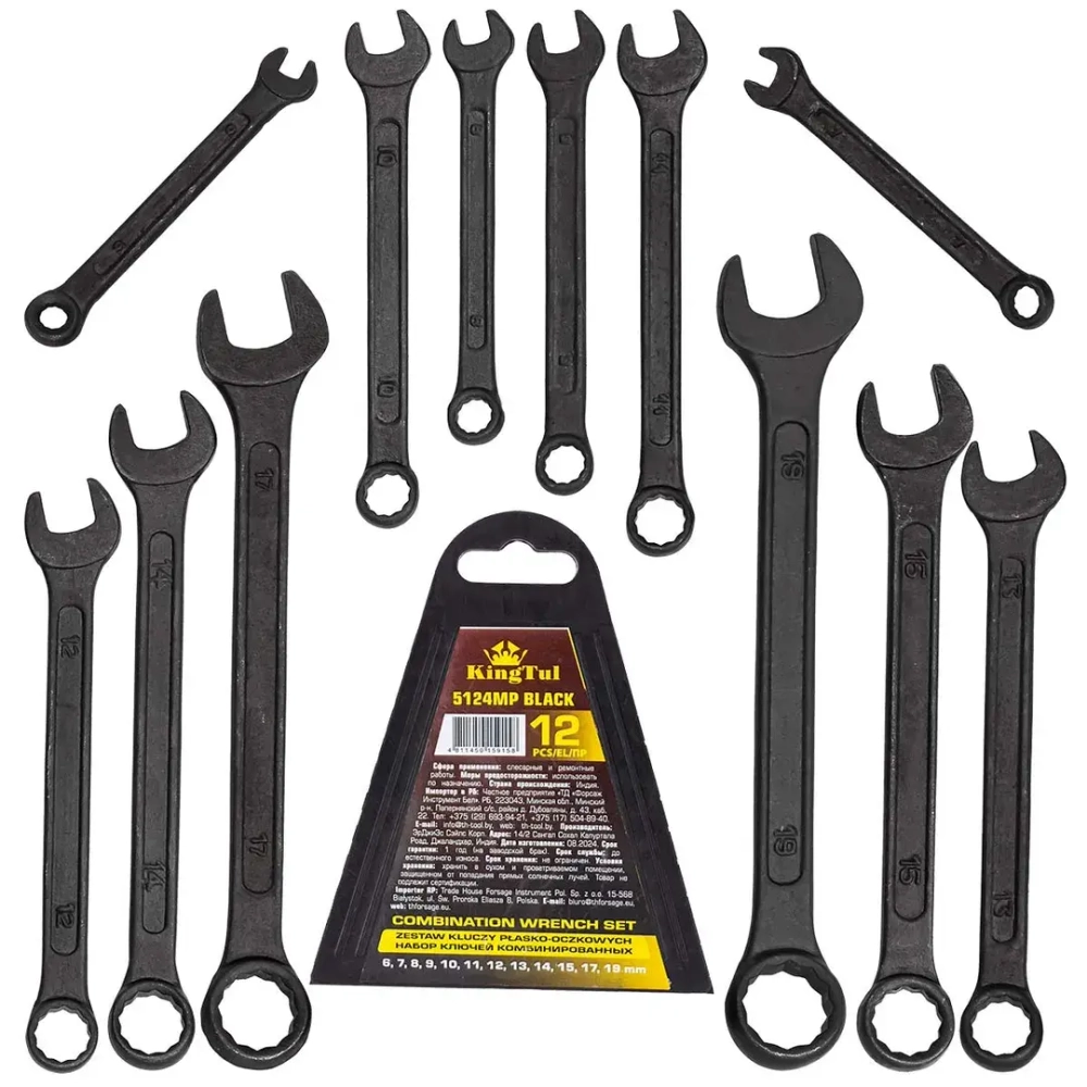 Набор ключей комбинированных 12пр. KINGTUL KT-5124MP Black