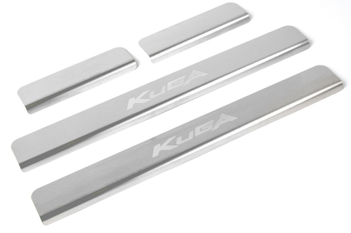 Накладки на пороги Rival для Ford Kuga II 2013-2017 2016-н.в., нерж. сталь, с надписью, 4 шт., NP.1806.3
