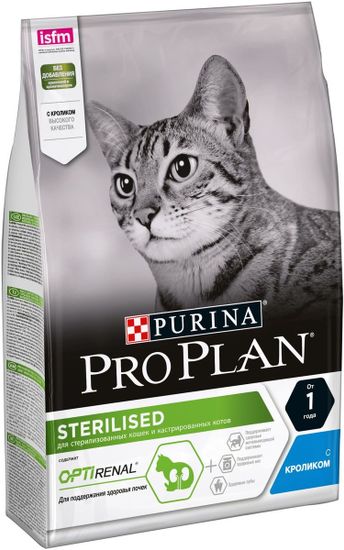 Purina Pro Plan Sterilised для стерилизованных кошек и кастрированных котов, кролик
