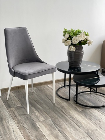 Стул М-City DISAUR Непал (Nepal-P) Серый 27, Велюр, Белый каркас