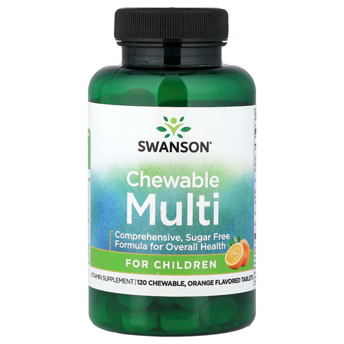 Swanson, Жевательные мультивитамины для детей, апельсин, 120 жевательных таблеток