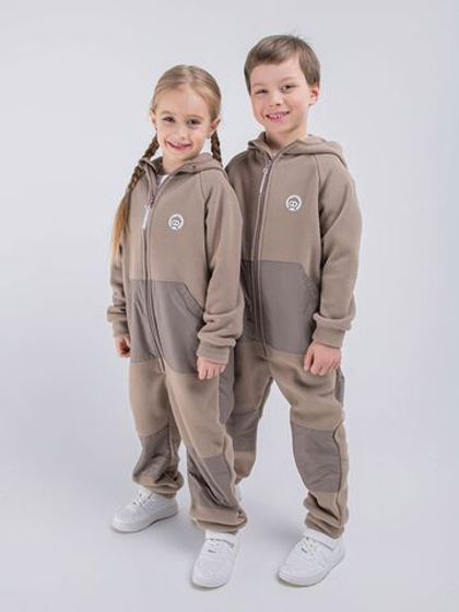 Комбинезон флисовый со вставками "Кофейный"