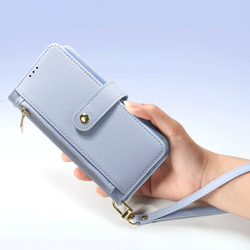 Чехол кошелек из TPU кожи светло-синего цвета (Light Blue) от Dux Ducis для iPhone 16 Pro, серия Lawa Series Case