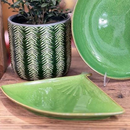 Блюдо веер 21,5х27,5 см зелёное 22766 Kyoto