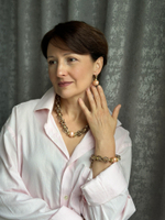 HMG 1131 peach Колье Византия с жемчужиной 1,9 см арт.2100