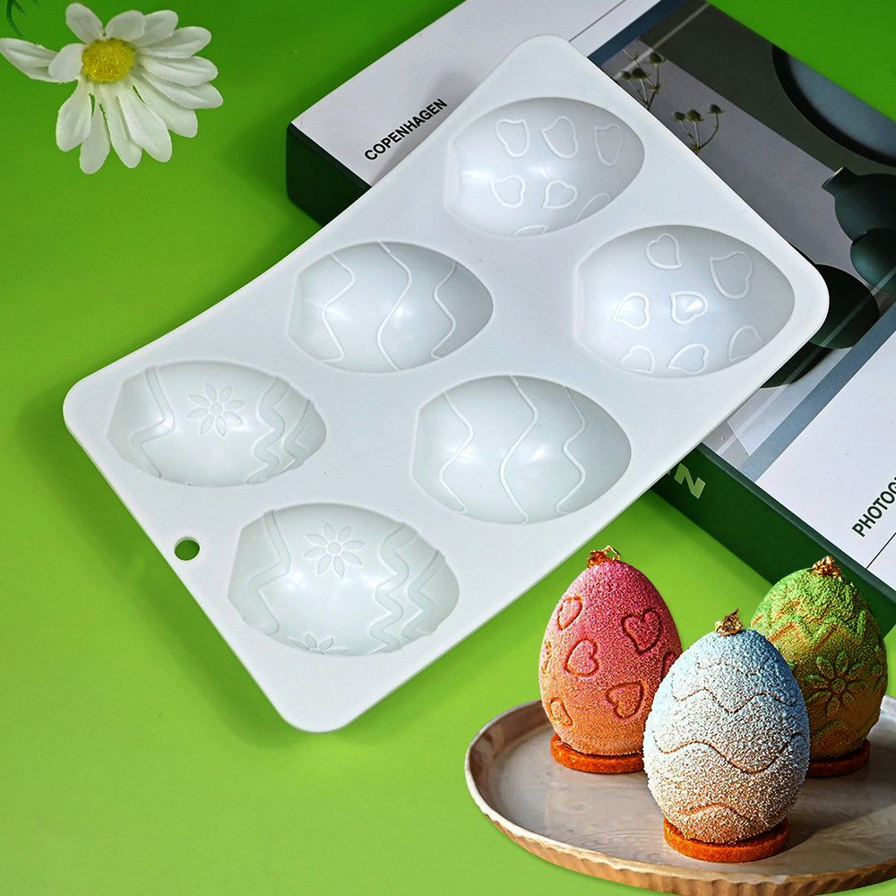Форма силиконовая для пирожных «Яички с узором» 6 ячеек
