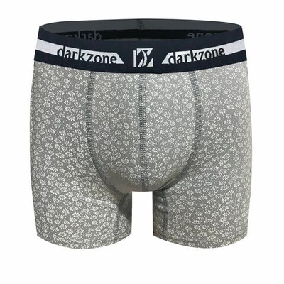 Серые мужские трусы-боксеры с мелким цветочным принтом (Размер: S) (Цвет: серый)