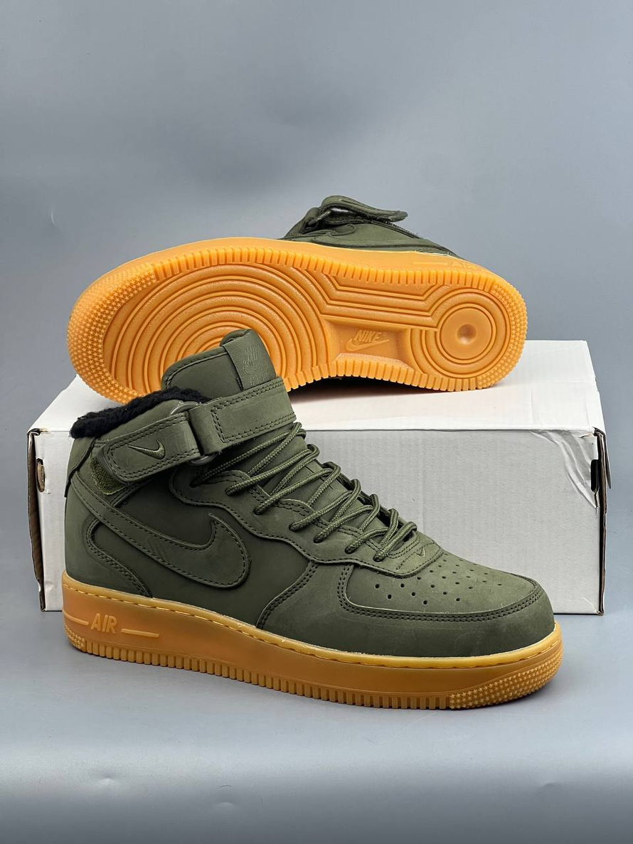Кроссовки Nike AirForce 1 на меху #390 (хаки)