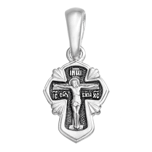 Крест из серебра/Частичное чернение/С подвижным ухом/Архангел Михаил