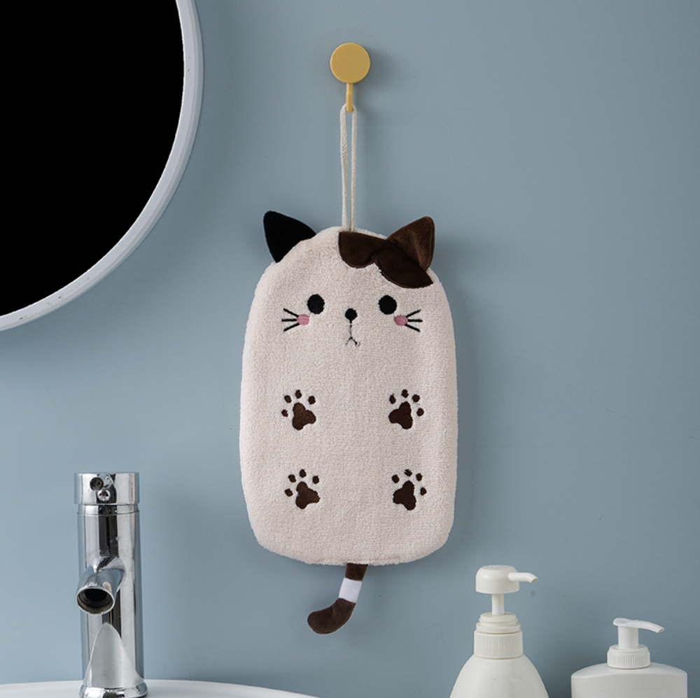 Полотенце из микрофибры в форме "Кошки", 1 шт. Цвет нежно-розовый.