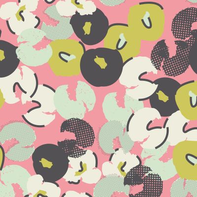 Принт с абстрактными цветами на розовом фоне