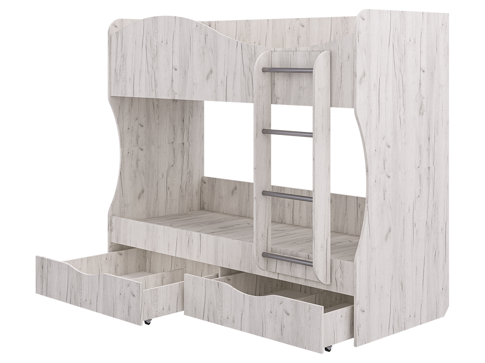 Кровать двухъярусная Кузя с ящиками Крафт светлый