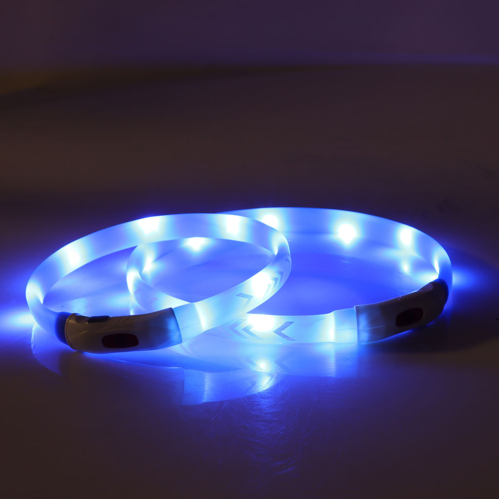 Triol NIGHT CITY Ошейник светодиодный силиконовый "Стрелки" S, зарядка от USB, синий, 15*400мм