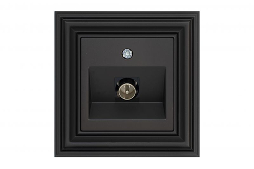 Розетка ТВ проходная Черный матовый LIREGUS RETRO