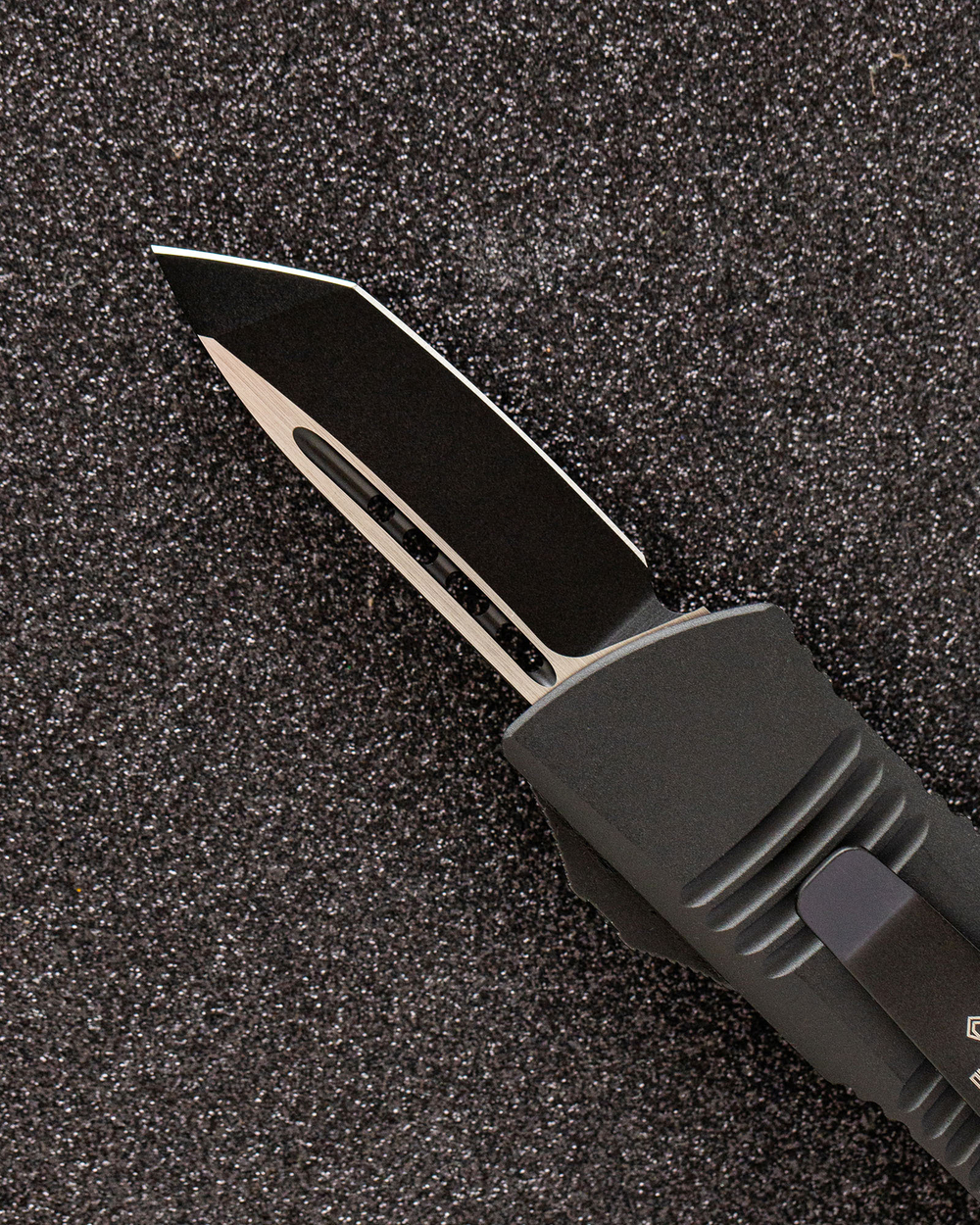 Автоматический складной нож SteelBro Mini Troodon Black Tanto 240-1T (черный-черный) фронталка/выкидуха