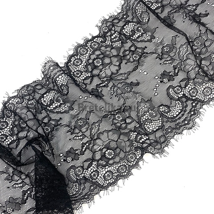 Кружево эластичное черное с ресничками 17 см