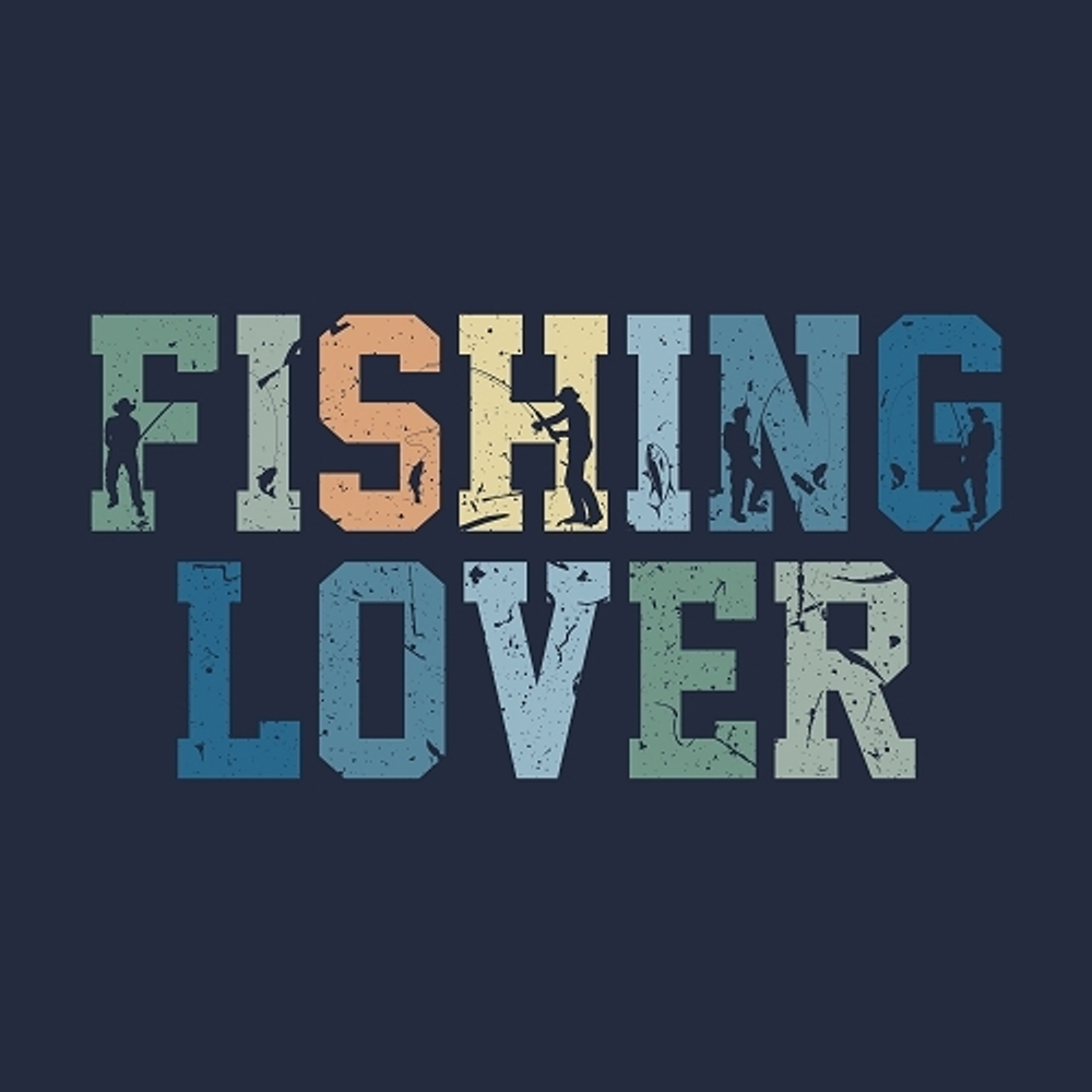 принт Fishing Lover темно-синий