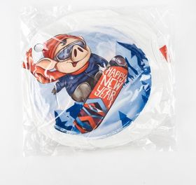 Подушка с рисунком Поросенок на сноуборде 41*40 см Белая