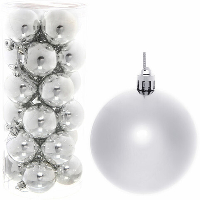 Новогодние шары 7 см (набор 24 шт) «Глянец», серебро