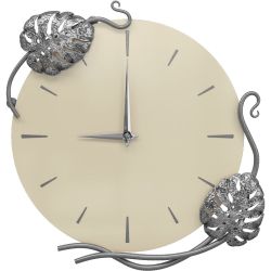 Часы настенные Monstera Deliciosa (Монстера) Колор Серый шелк Сильвер