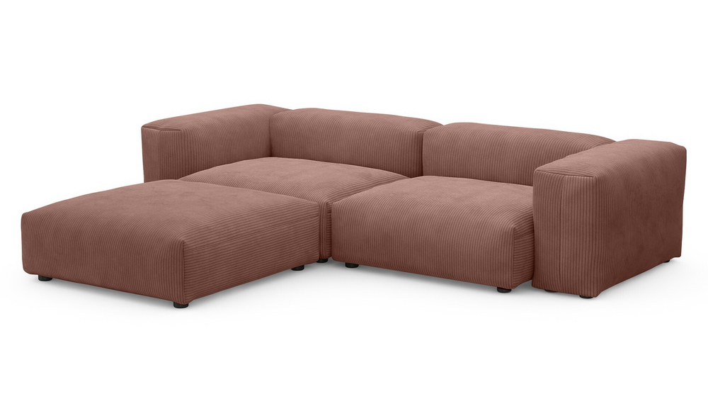 Диван с оттоманкой Фиджи Cilium Coral 273*221*62 см, Розовый Вельвет Нераскладной Фиеста