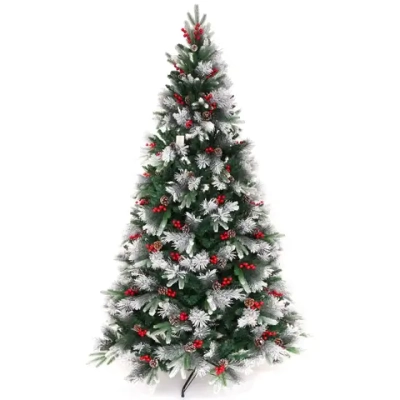 Елка «Грация» 210 см, ПВХ, леска, резина с белым напылением (шишки и ягоды), 1258 веток