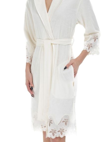 Женский облегченный халат с капюшоном 173785 кремовый  NUSA Турция