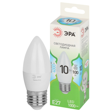 Лампа светодиодная ЭРА GREEN LINE LED B35-10W-840-E27 GL 10Вт свеча яркий белый свет E27