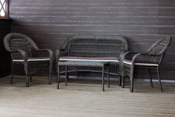 Садовый комплект из искусственного ротанга Мэдисон НЬЮ (Medison NEW) terrace set  с прямоугольным столиком с подушками на сиденье