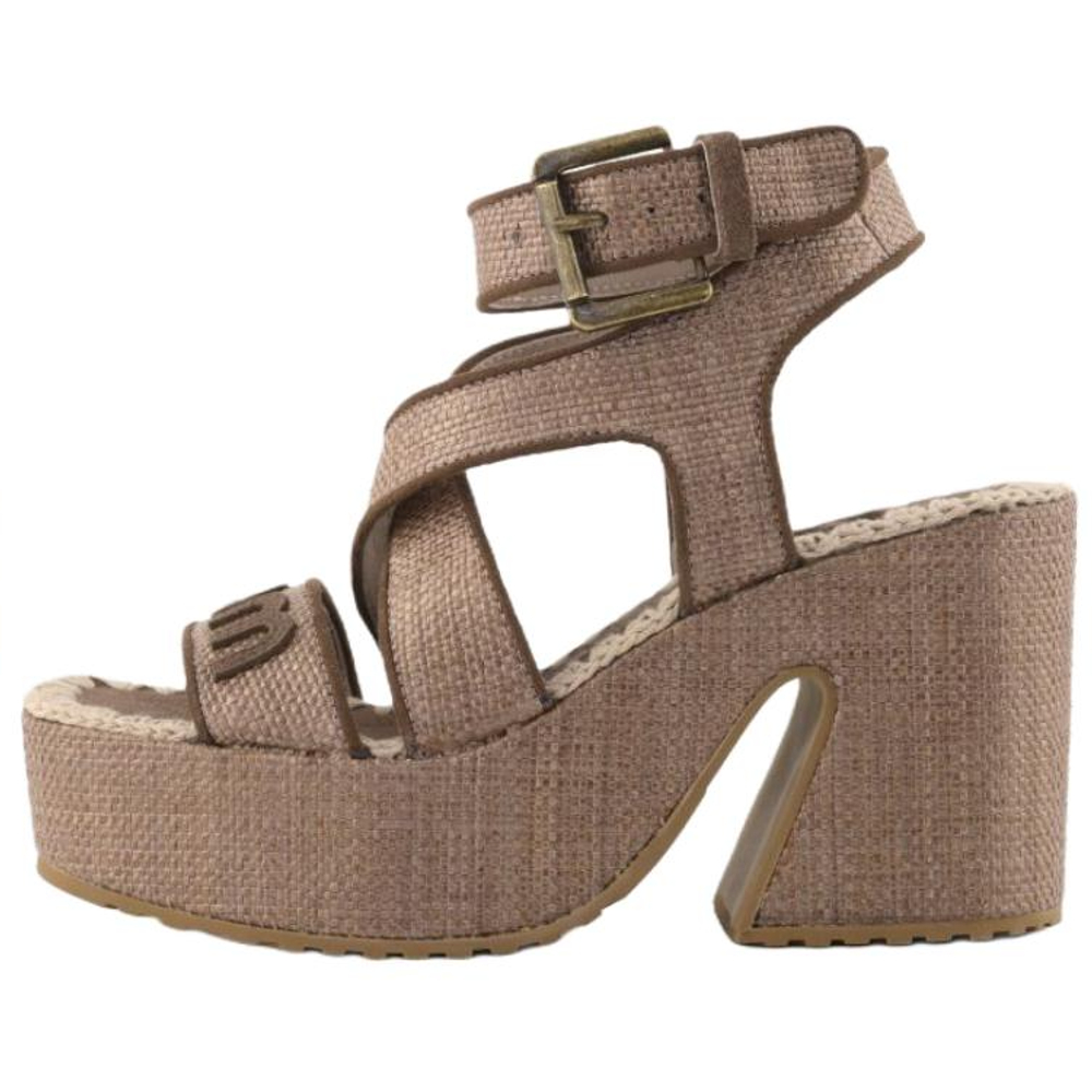 MOU Raffia Platform One Strap Sandals 3.5cm Women"s Brown