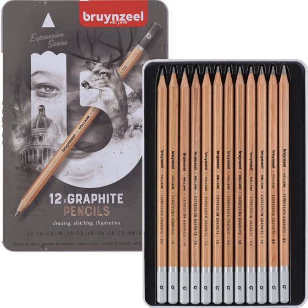 Набор чернографитных карандашей для графики Bruynzeel