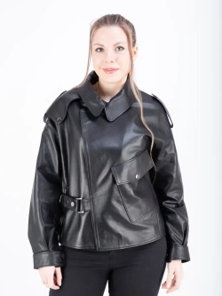 Куртка женская  кожаная оверсайз черная
