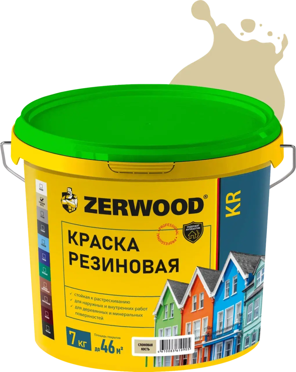 ZERWOOD KR Краска резиновая Слоновая кость (RAL 1014) 7кг (ИжСинтез)