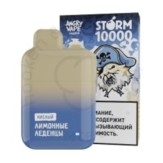 Одноразова ЭС ANGRY VAPE STORM 10000 с ароматом Лимонных леденцов, кислый, 20мг/см3, 10 мл. (М)