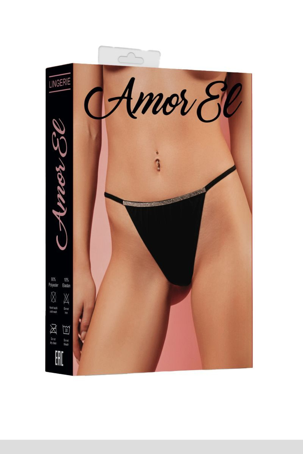 Сексуальные трусики-стринги с блестящим декором (Размер: M) (Цвет: черный)