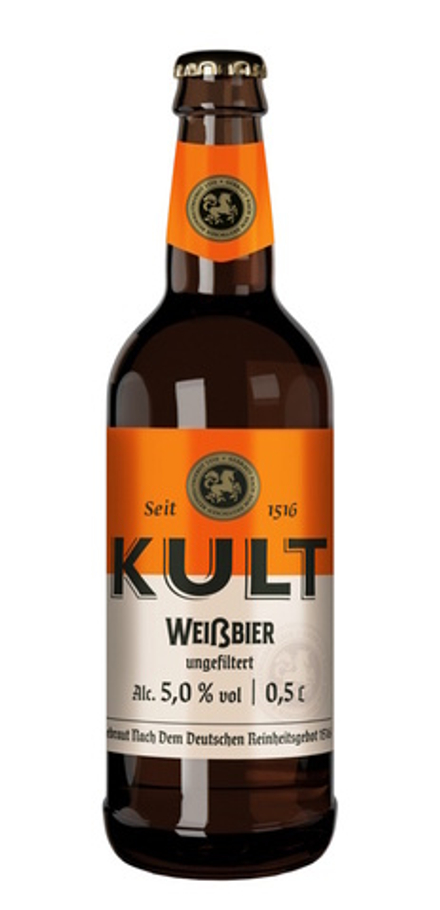 Пиво "KULT Weissbier" пшеничное нефильтрованное 0,5 л. Крыница