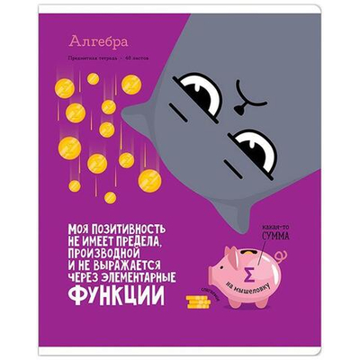 Тетрадь предметная А5 48л. "Котоцинизм" Алгебра, ТВИН-лак (Спейс)