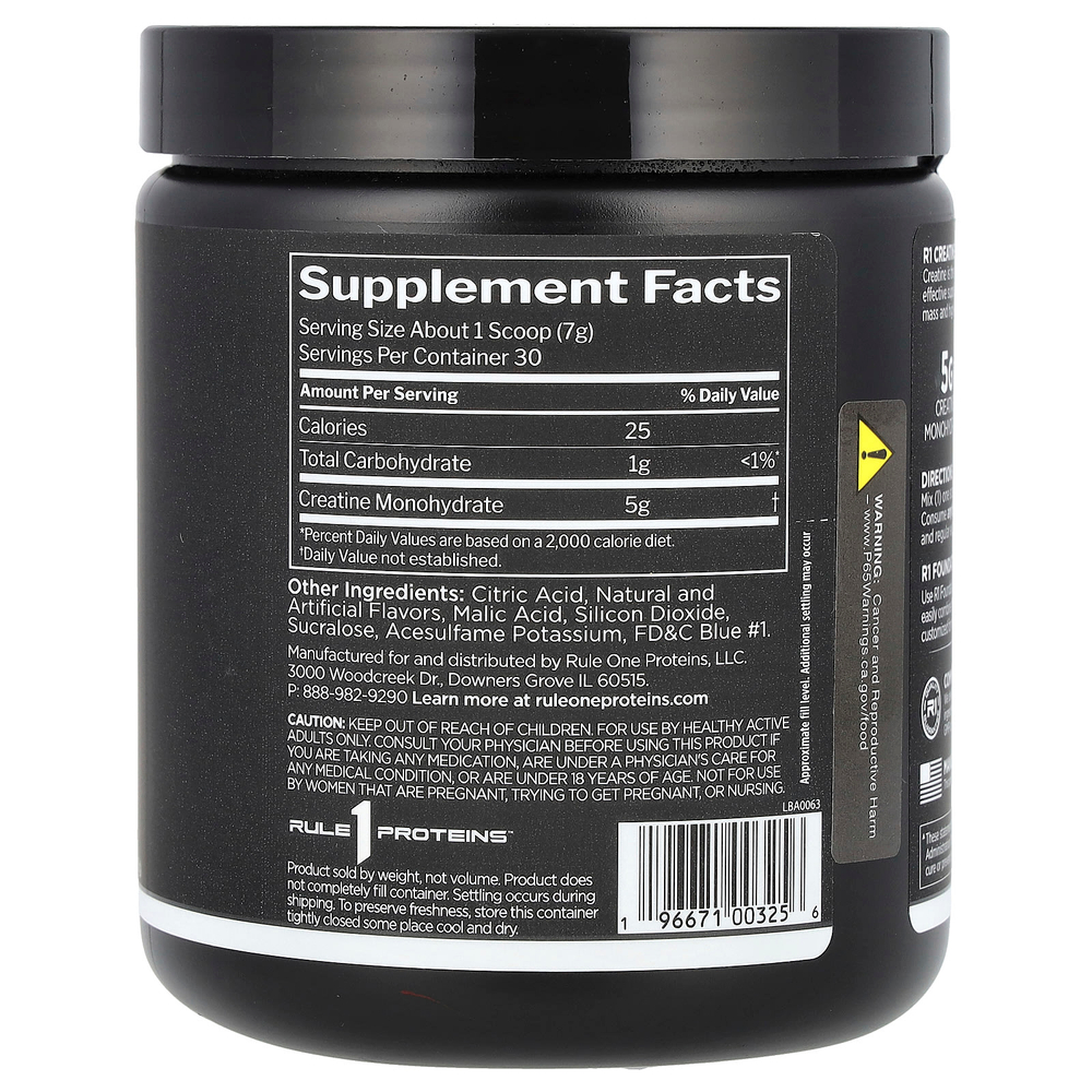 Rule One Proteins, креатин, голубая малина, 210 г (7,41 унции)