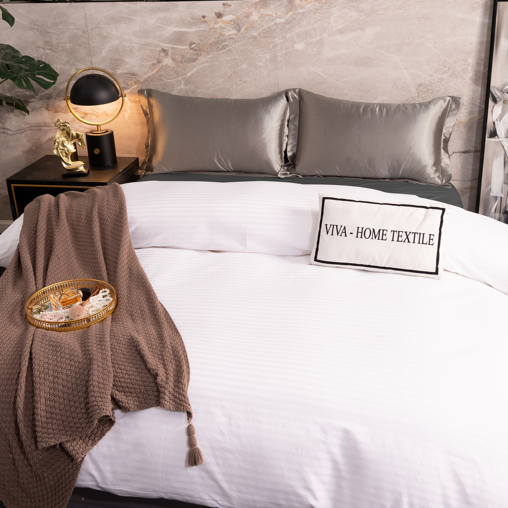 Пододеяльник 150х210 Страйп Сатин Однотонный Отель белый 100% Хлопок 1x1 P1CTH036150210