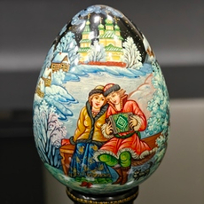 Яйцо сувенирное "Зимний вечер" (ручная роспись Палех)