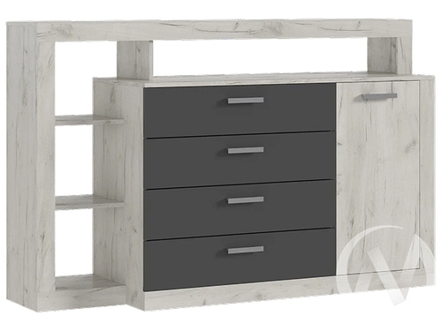 Комод Гостиная Ангара (дуб крафт белый/графит)