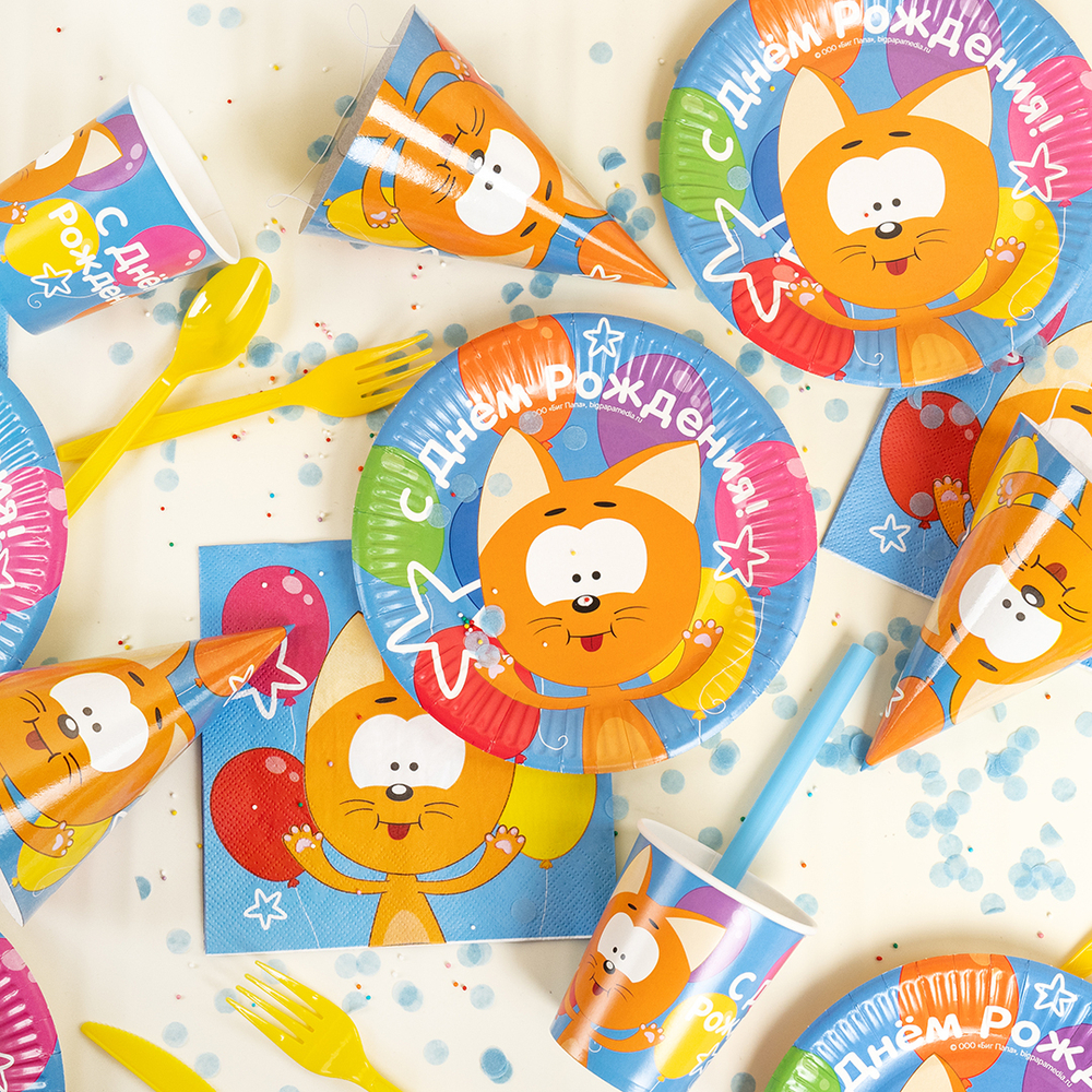 Тарелки бумажные «С днем рождения. Котенок Котэ», 18 см, 6 шт